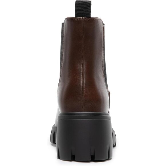 Dream Pairs Womens Brown Polyurethane (PU) Slip On Chunky Platform Ankle Boots - Picture 2 of 8